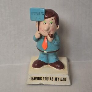 Vintage Russ Berrie Style Happiness Dad Statue Figure Father's Day Gift Decor 5"